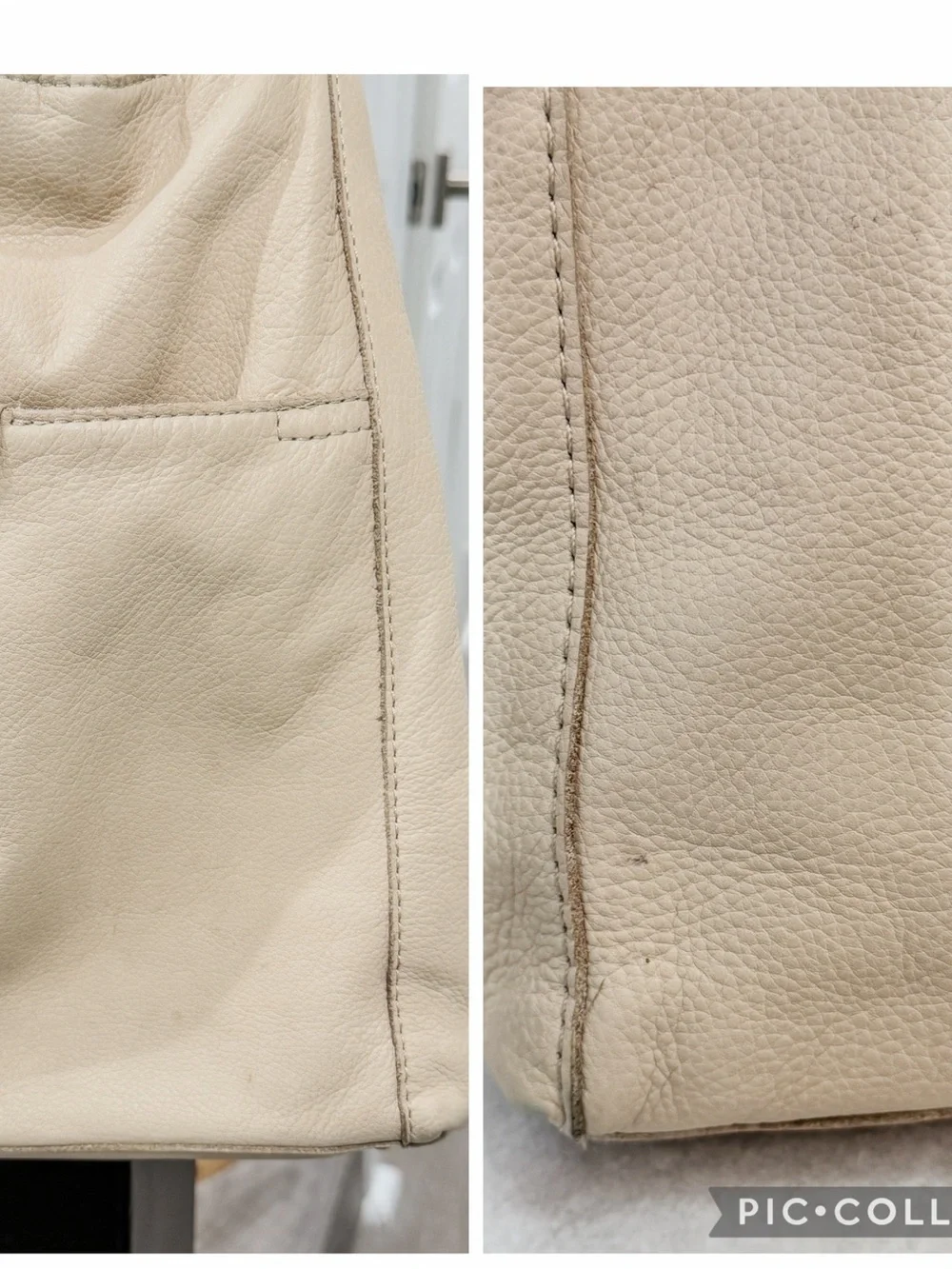 American Leather Co Austin Triple Entry Pebbled Leather Bucket Bag